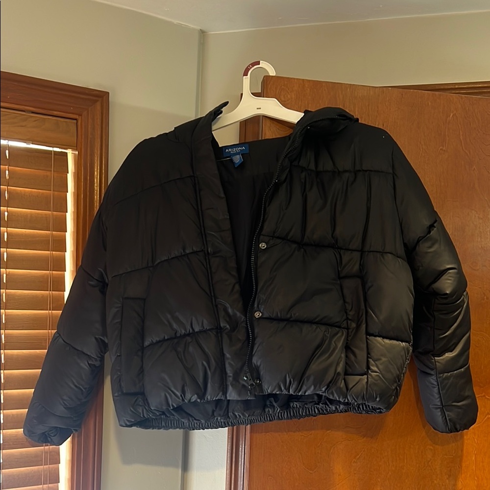 Black Cropped Puffer Jacket